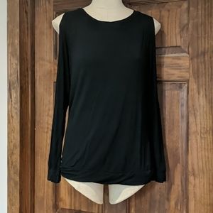 Black long sleeve cold shoulder blouse